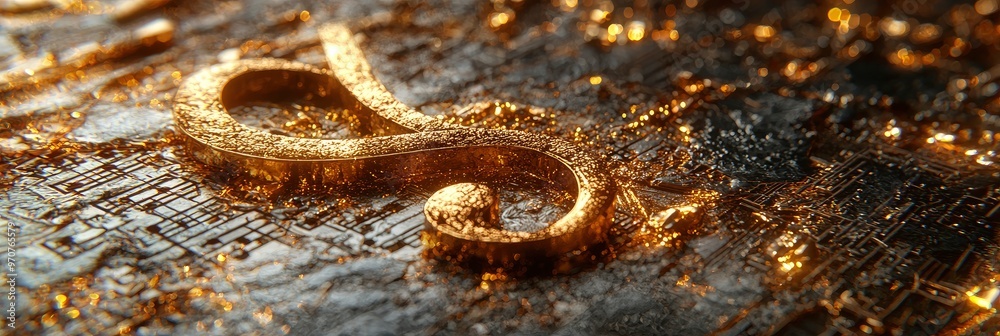 Golden Treble Clef on Abstract Background Golden Treble Clef on Abstract Background