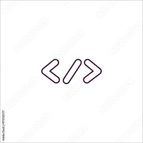 coding outline icon. Linear vector from programming concept. Thin line coding icon isolated on white background