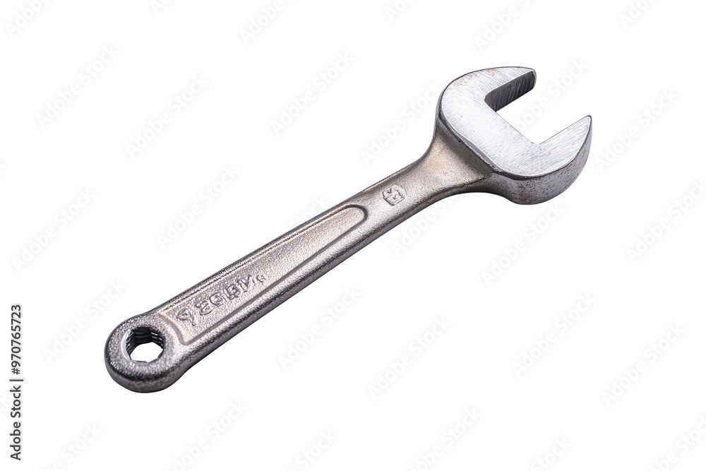 A high-quality metal wrench with an open end, ideal for mechanical repairs and tool organization in workshops. A high-quality metal wrench with an open end, ideal for mechanical repairs and tool organization in workshops.