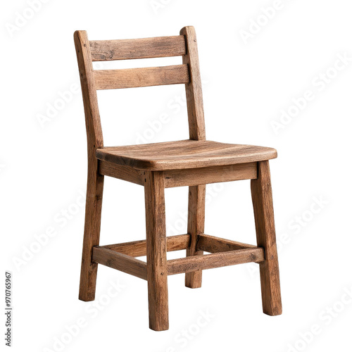 A rustic wooden chair with a simple design, perfect for a cozy dining room or farmhouse aesthetic.