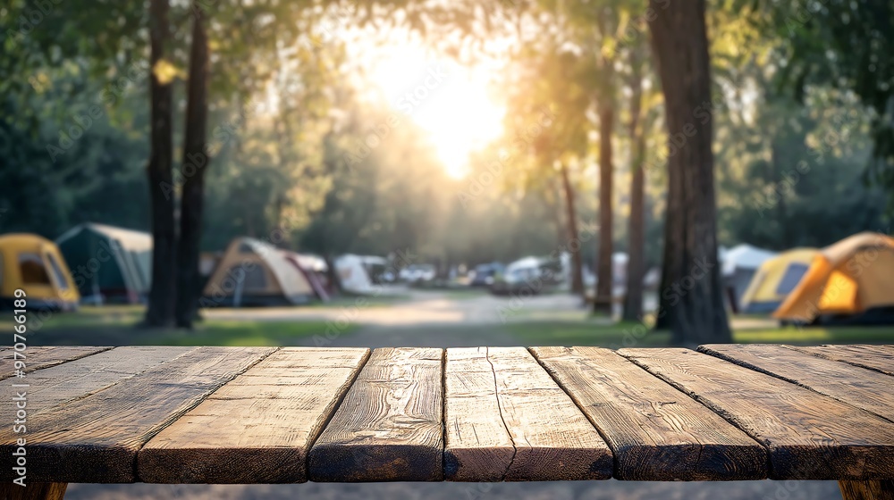 Table background of free space and camping background