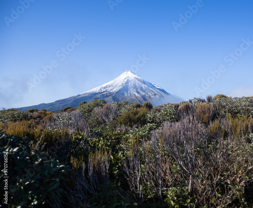 View of Mt Taranaki from Pouakai Circuit Track. Egmont National park. New Zealand.