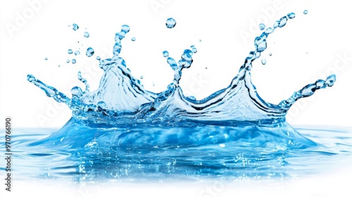 Waterblue water splash isolated on white background photo