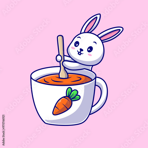 Cute Rabbit Mixing Carrot in Cup Cartoon Vector Icon
Illustration. Animal Drink Icon Concept Isolated Premium
Vector. Flat Cartoon Style
