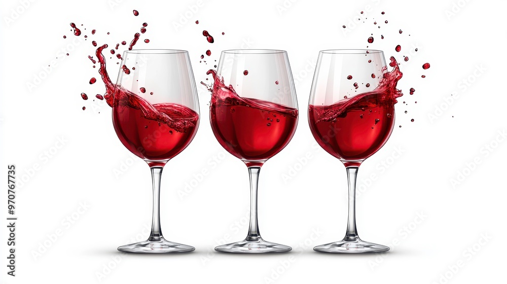 Red wine clipart, element, 3D illustration, realistic, isolated on white background Red wine clipart, element, 3D illustration, realistic, isolated on white background