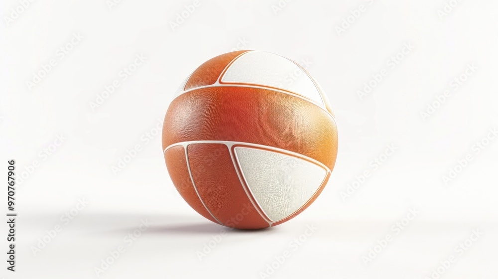A single orange and white ball placed on a white background, great for sports or abstract themes A single orange and white ball placed on a white background, great for sports or abstract themes