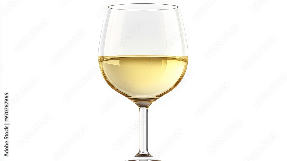 White wine clipart, element, 3D illustration, realistic, isolated on white background White wine clipart, element, 3D illustration, realistic, isolated on white background