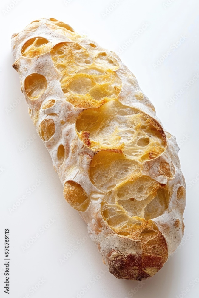 Freshly baked loaf on a clean surface, ideal for photography or cooking inspiration Freshly baked loaf on a clean surface, ideal for photography or cooking inspiration