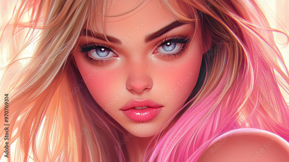 A mesmerizing portrait of a girl with long hair, showcasing shiny D game art and intricate details in vibrant colors. A mesmerizing portrait of a girl with long hair, showcasing shiny D game art and intricate details in vibrant colors.
