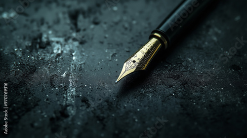 luxury fountain pen in the dark