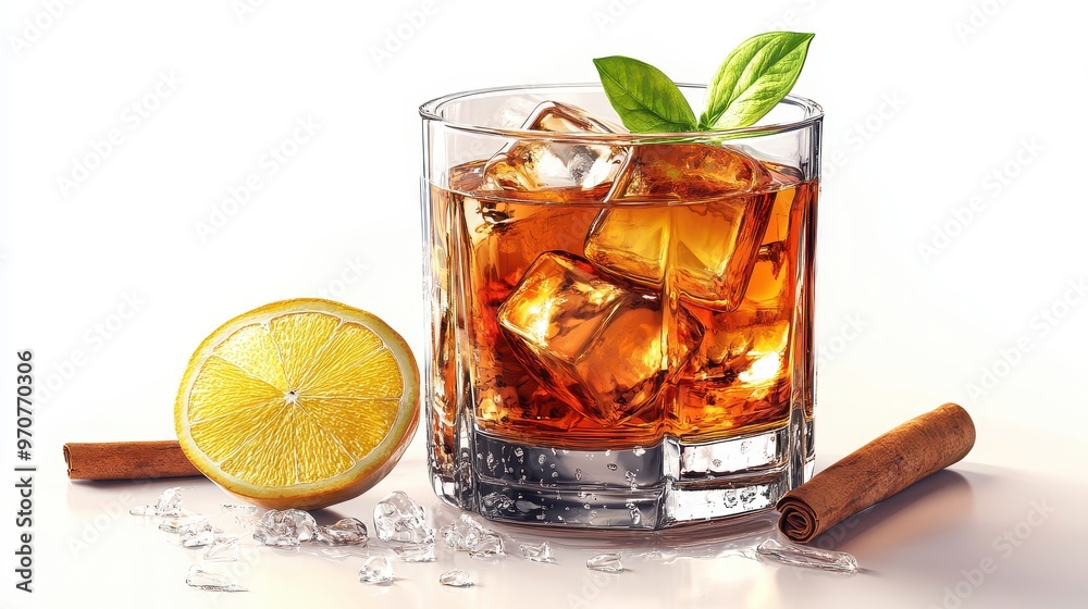 Rum clipart, element, 3D illustration, realistic, isolated on white background Rum clipart, element, 3D illustration, realistic, isolated on white background
