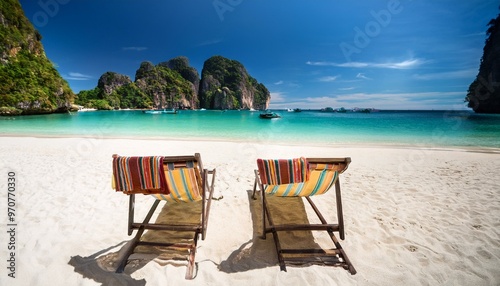  Serene Beach View with Reclining Chairs 