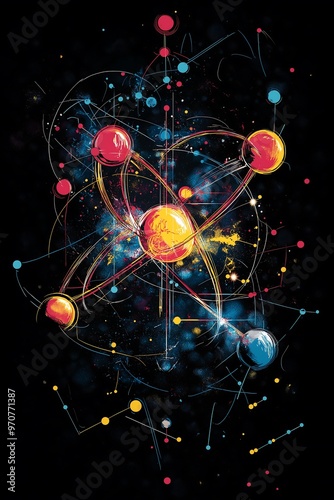 Wallpaper Mural Materials science graphic, creative for tshirt design, vector art, blackbackground, vivid, clean and powerful style Torontodigital.ca