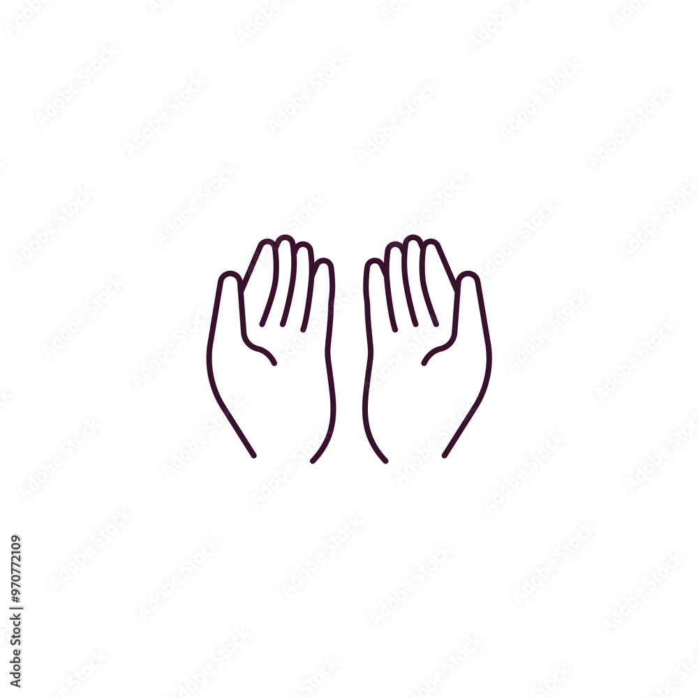 muslim praying hands outline icon. Linear vector from religion concept. Thin line muslim praying hands icon isolated on white background muslim praying hands outline icon. Linear vector from religion concept. Thin line muslim praying hands icon isolated on white background