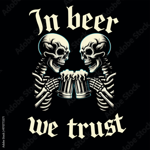 Vector Streetwear Tshirt design a Skeleton with a Beer Beerfest