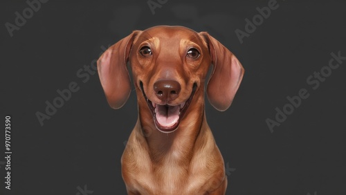 A happy Dachshund dog smiling 