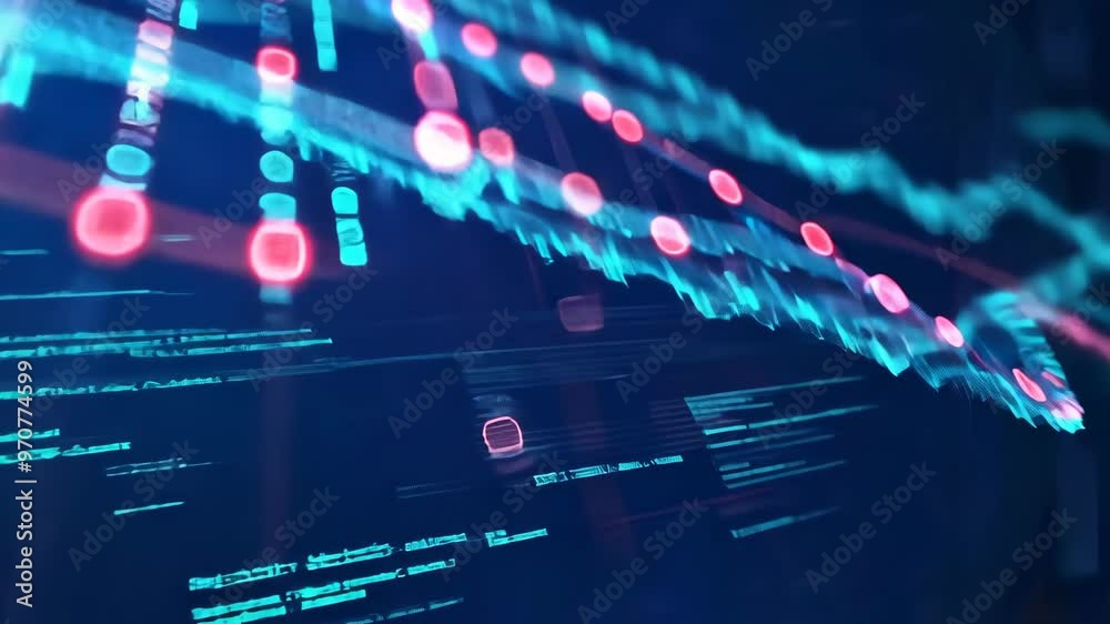 Exploring digital data streams illuminated by vibrant colors in an abstract visualization of technology and innovation