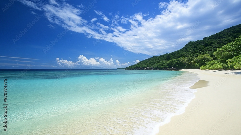 Obraz premium blue sky, mountains and beach 
