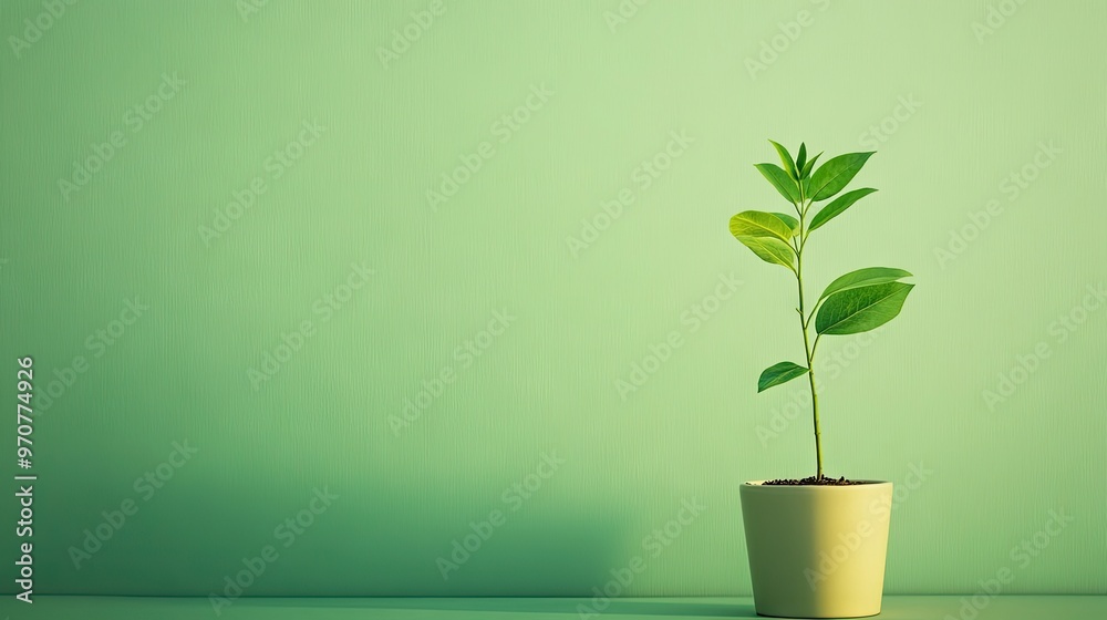 A minimalist shot of a green plant growing in a small pot against a simple green backdrop, symbolizing growth. 88f8a25b194e A minimalist shot of a green plant growing in a small pot against a simple green backdrop, symbolizing growth. 88f8a25b194e