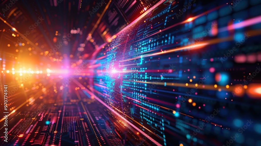 Sleek and futuristic digital disruption background with high-tech graphics and ample copy space for adding innovation business concepts Sleek and futuristic digital disruption background with high-tech graphics and ample copy space for adding innovation business concepts
