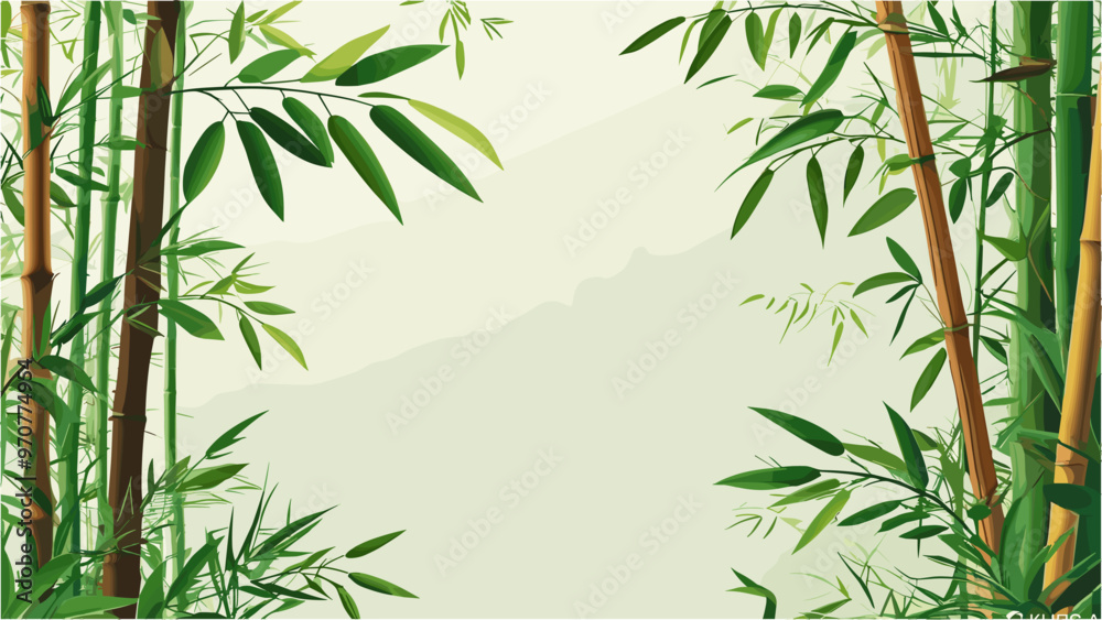 Naklejka premium Asian Bamboo Forest Tranquil and Stylish Green Vector Art