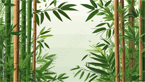 Asian Bamboo Forest Tranquil and Stylish Green Vector Art