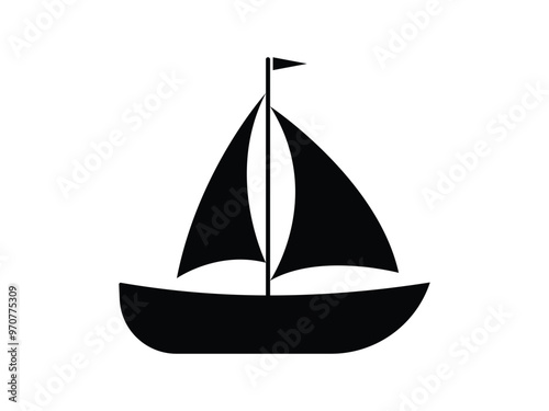 Boat icon. Sailboat icon silhouette. sail boat Solid icon. Sailboats vector Clipart, Sailboats , Black shape of a sailboat is in a side view, Sea yachts. Extreme lifestyle. used mobile app.