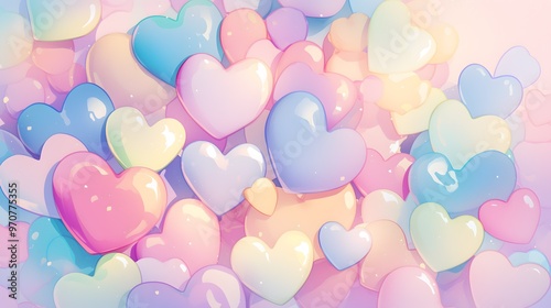 Dreamy Colorful Rainbow Pastel Hearts Background Wallpaper