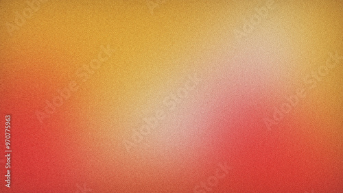 Grainy colorful gradient background. Abstract, red, orange, yellow, white, blurred, mesh, noise, wave, bokeh, retro vibes.