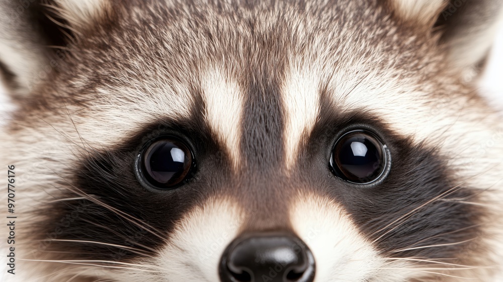 Curious raccoon staring close-up with focused eyes for nature and wildlife design Curious raccoon staring close-up with focused eyes for nature and wildlife design