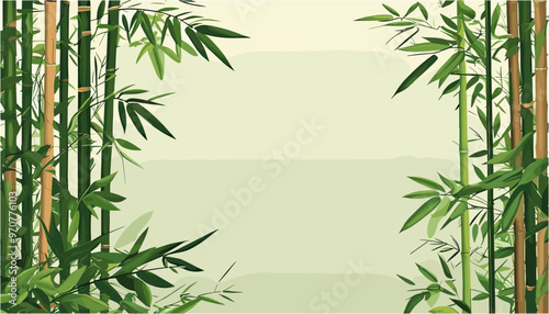 Serenity of Bamboo Grove Lush Green Vector Background