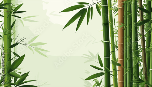 Serenity of Bamboo Grove Lush Green Vector Background