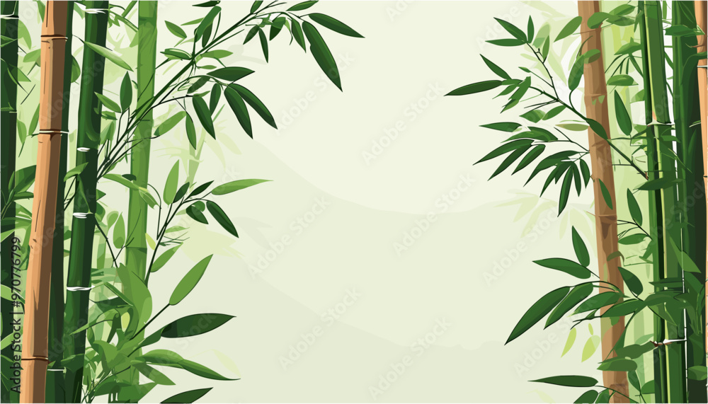 Fototapeta premium Tranquil Bamboo Forest A Harmonious Green Vector Backdrop