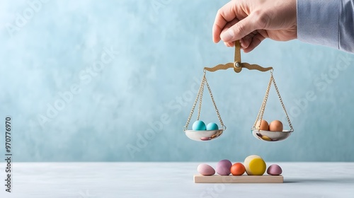 Balancing Investment Assets with Hands Adjusting Colorful Scale