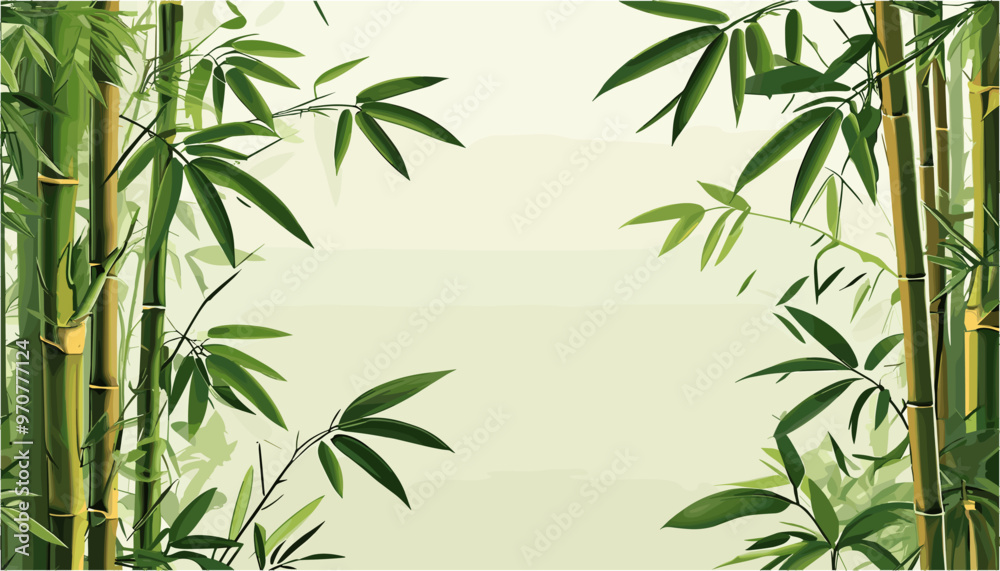 Obraz premium Serenity of Bamboo Grove Lush Green Vector Background