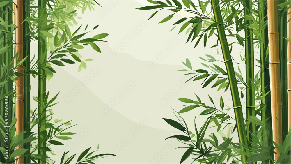 Naklejka premium Tropical Bamboo Backdrop with Modern Asian Aesthetics