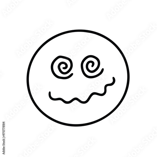 hand drawing of a dizzy face emoticon