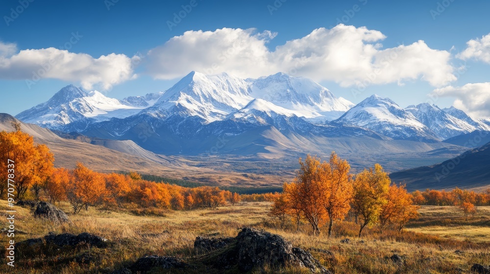Scenic view at snow capped mountains in autumn Scenic view at snow capped mountains in autumn