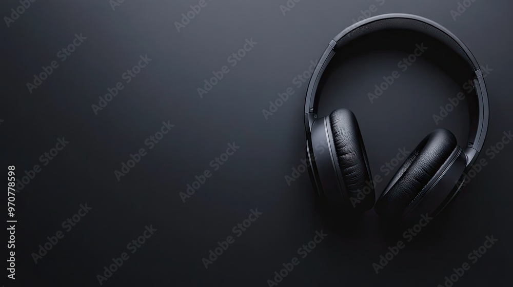 A pair of black headphones resting on a smooth black surface, symbolizing modern tech and sleek design. A pair of black headphones resting on a smooth black surface, symbolizing modern tech and sleek design.