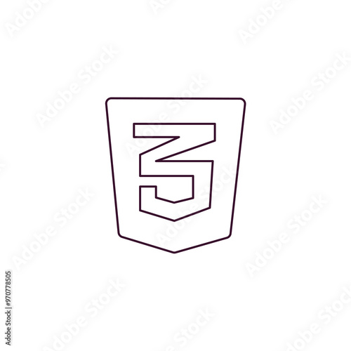 css3 outline icon. Linear vector from technology concept. Thin line css3 icon isolated on white background