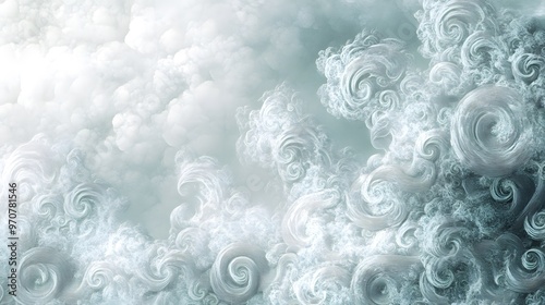 Abstract swirling cloud formation with light gray and white hues