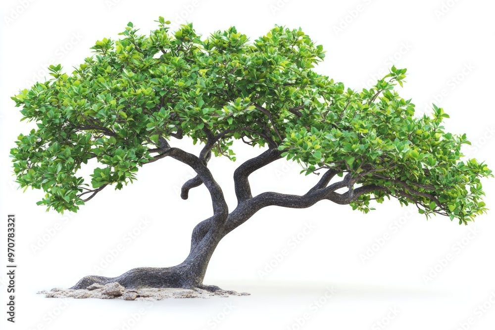 Beautiful green fresh ornamental tree isolated on white background Beautiful green fresh ornamental tree isolated on white background