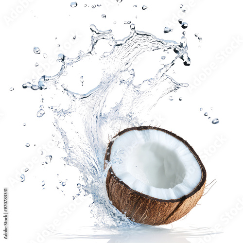 Coconut splash in water