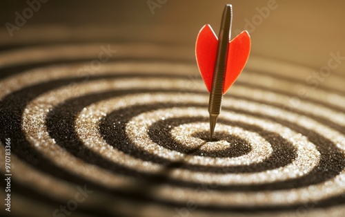 Plakat w ramie How does the concept of precision and hitting the mark in the image relate to the idea of quality over quantity in business or personal development