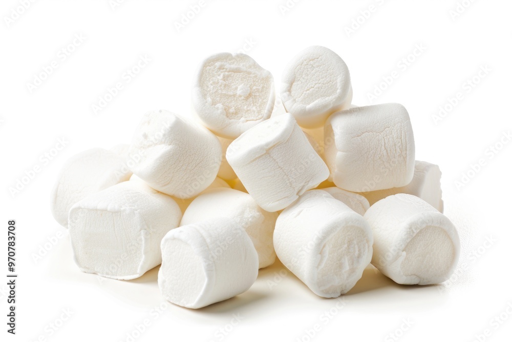 Marshmallows piled high in a colorful tower, great for food photography and advertising Marshmallows piled high in a colorful tower, great for food photography and advertising