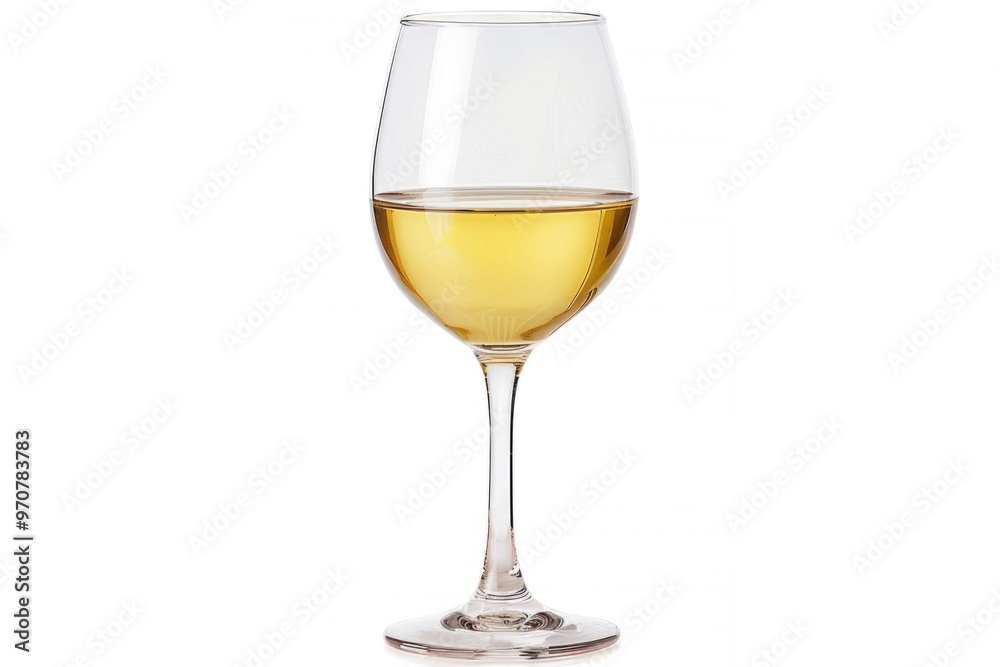 A single glass of white wine on a clean white surface, ideal for food and drink photography or commercial uses A single glass of white wine on a clean white surface, ideal for food and drink photography or commercial uses
