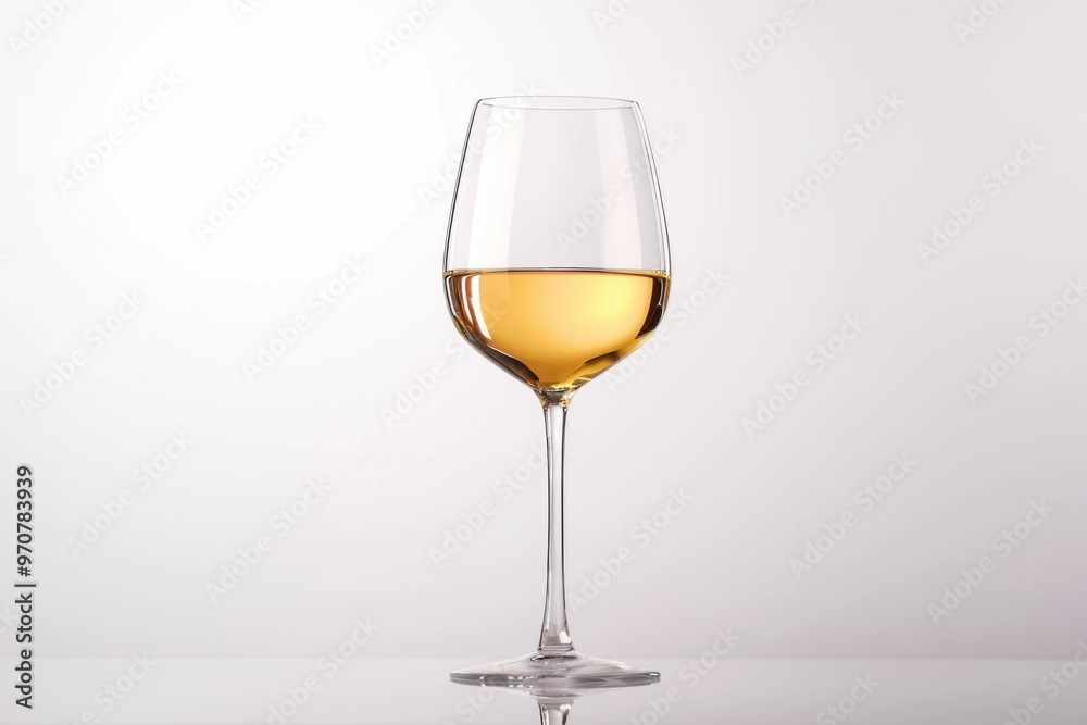 A glass of white wine sits on a table, ready for a relaxing evening A glass of white wine sits on a table, ready for a relaxing evening