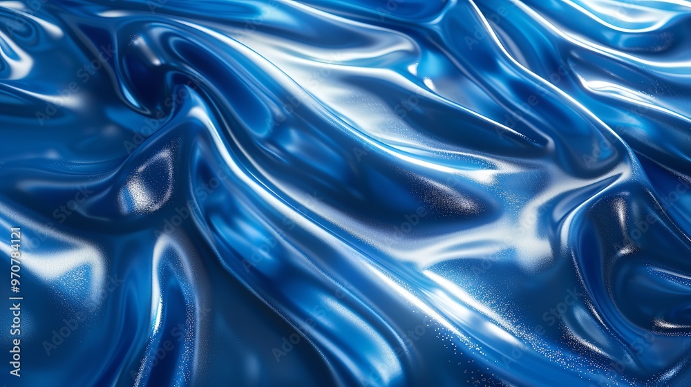 Fototapeta premium Blue Plastic Shiny Background Latex Glossy Texture Pattern