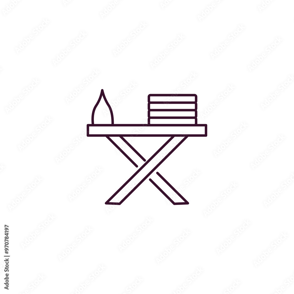 iron table outline icon. Linear vector from tools concept. Thin line iron table icon isolated on white background iron table outline icon. Linear vector from tools concept. Thin line iron table icon isolated on white background