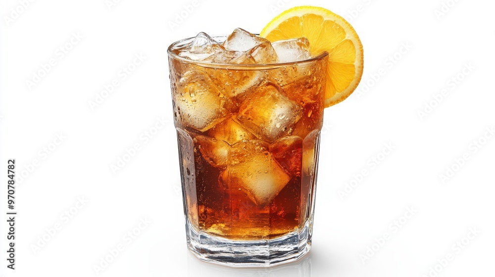 Iced tea glass clipart, element, 3D illustration, realistic, isolated on white background Iced tea glass clipart, element, 3D illustration, realistic, isolated on white background
